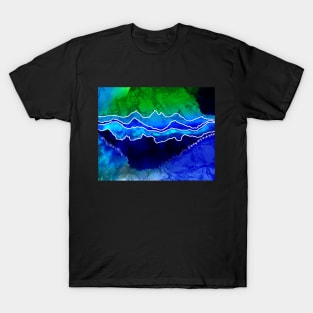 Abstract Mountain Aurora Batik Art - Colorful Tee and Tapestry for Serenity Seekers T-Shirt